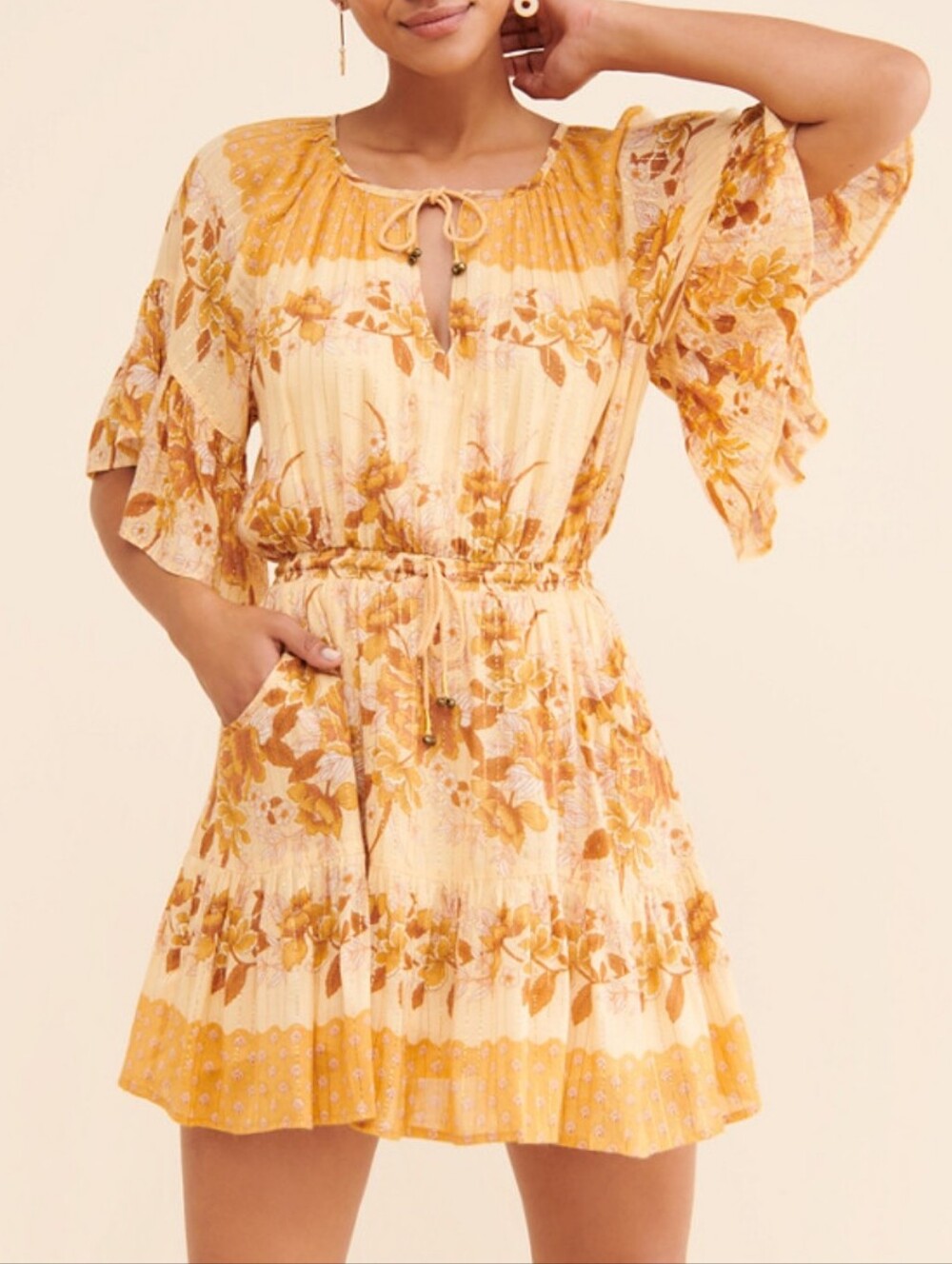 Spell & The Gypsy Coco Lei Flutter Sleeve Mini